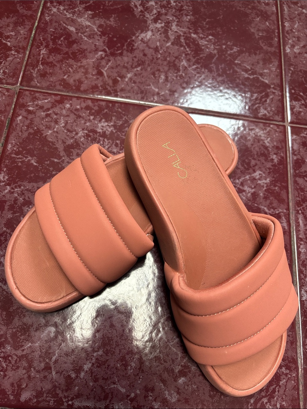 Coral Quilted Slide Sandals - Women